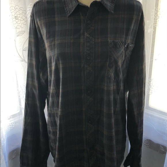 Billabong  men’s dress shirt brown/black plaid SZ L - Picture 3 of 12
